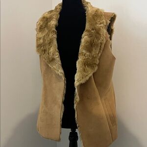 White House Black Market Tan Faux Fur Vest